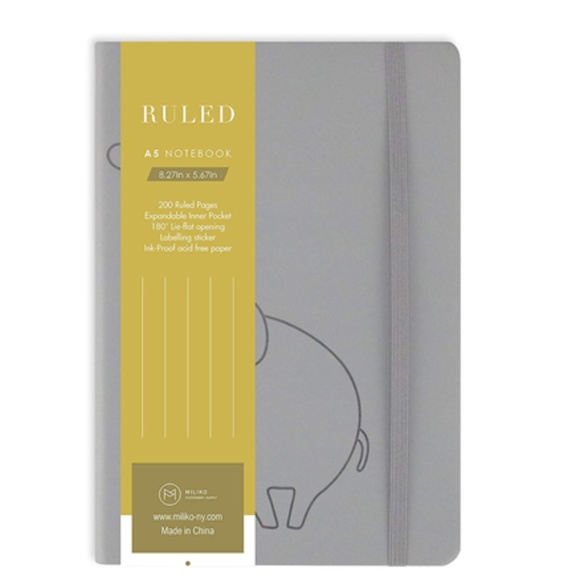 Grey Elephant A5 Soft Touch Cover Banded(Ruled) - Picture 2 of 5